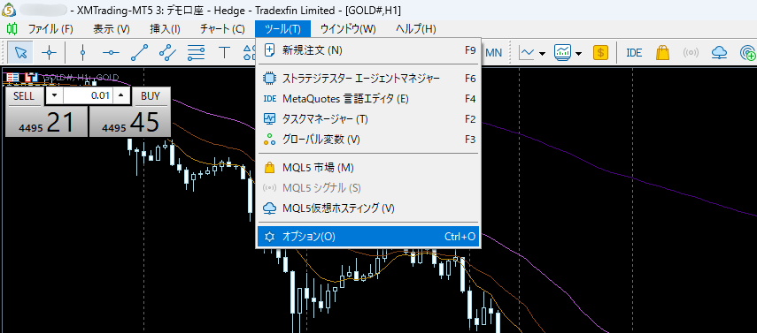 MT5 ツール オプション