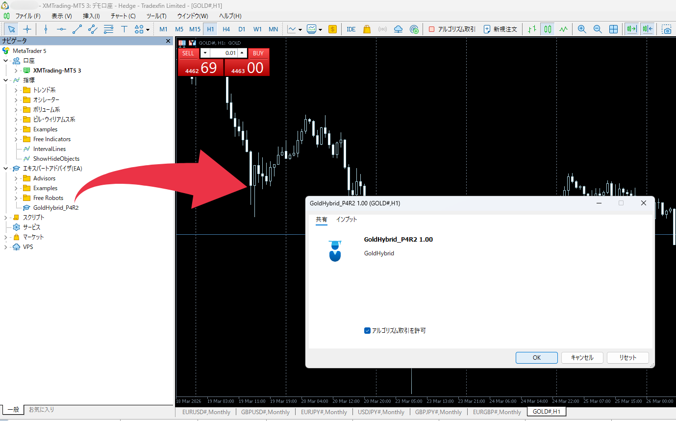 チャートにドラッグ＆ドロップ